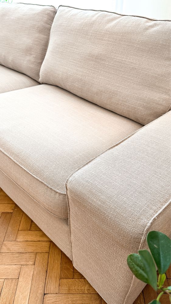 Sofa z szezlongiem - KIVIK IKEA (dwa pokrowce - beż i grafit)