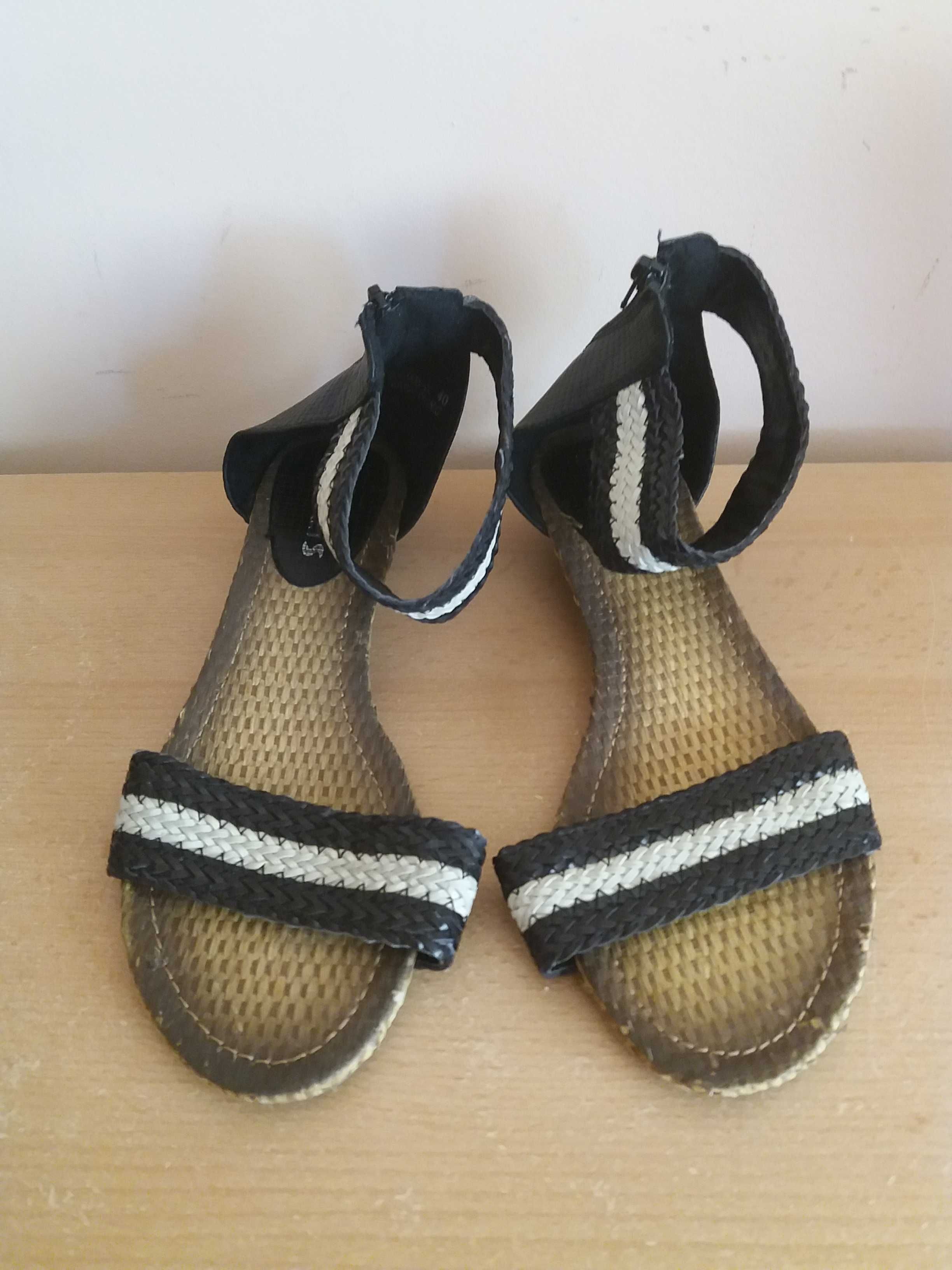 Czarne plecione sandały rzymianki 40 wkładka 25.5cm