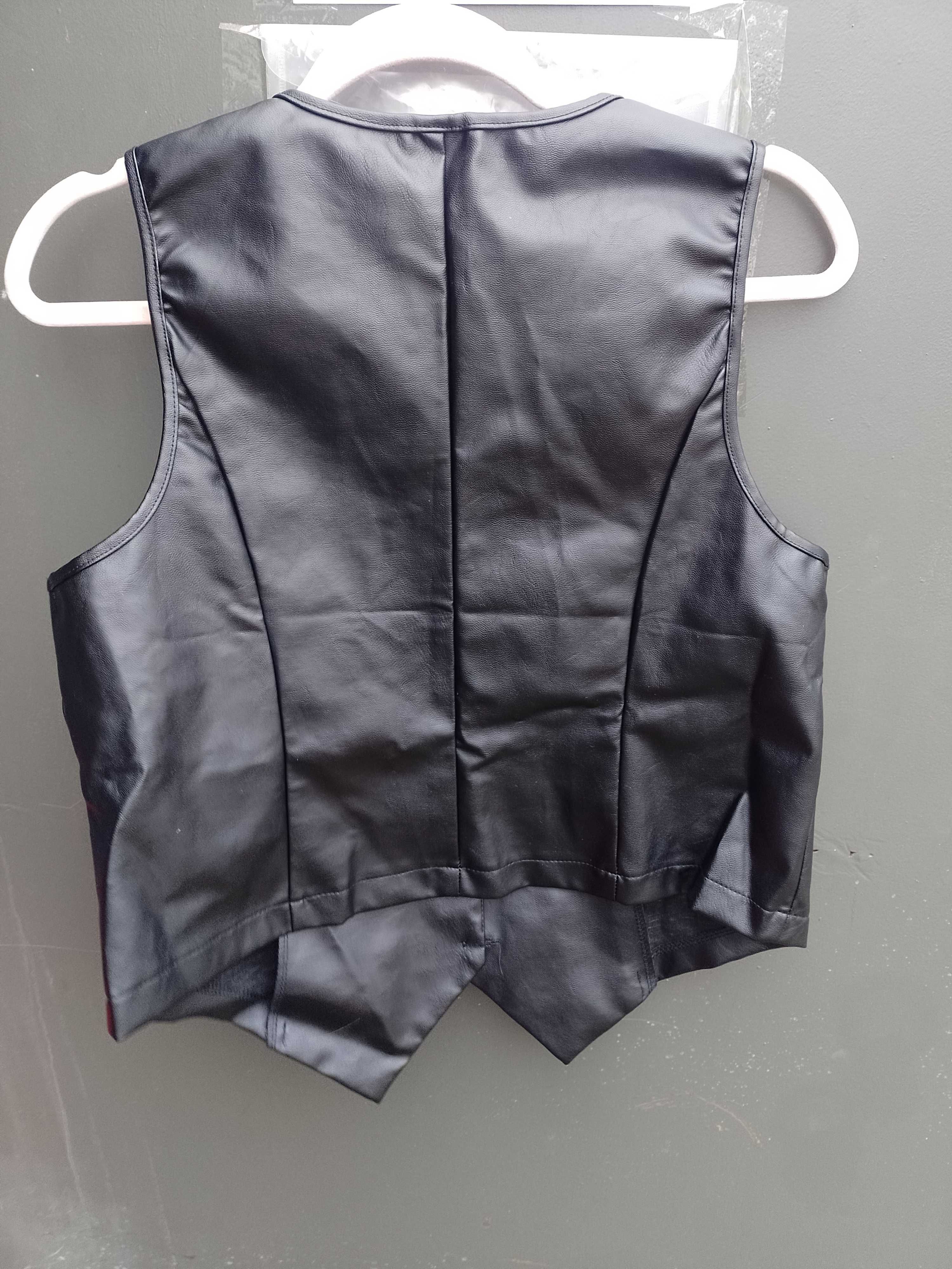 (42/XL) Shein/ Czarna, skóropodobna Kamizelka Garniturowa, NOWA