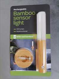 Nowa bambusowa lampka LED czujnik ruchu bezprzewodowa LANMOU