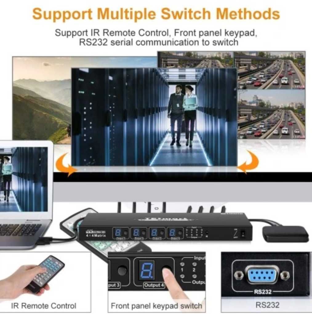 Przełącznik HDMI TESmart KVM Switch UltraHD 4K 4x4Matrix HDCP 3D pilot