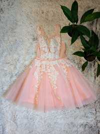 sukienka różowa tiul brokat wesele