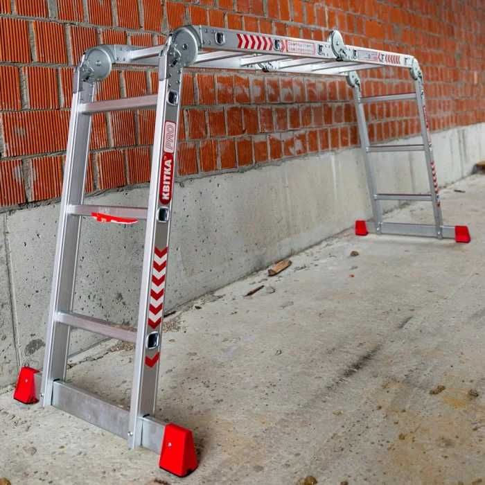 Драбина алюмінієва трансформер КВІТКА Heavy Duty 4х3, 4х4, 4х5 сх.