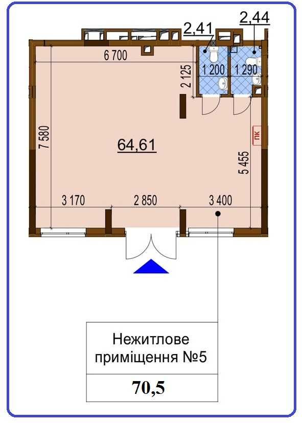 Оренда нежитлового приміщення ЖК Варшавський 2. 70,5м. Комерція.