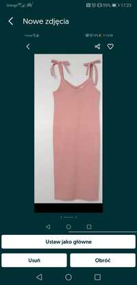 Sukienka MAMA prążki H&M różowa wiązane kokardki