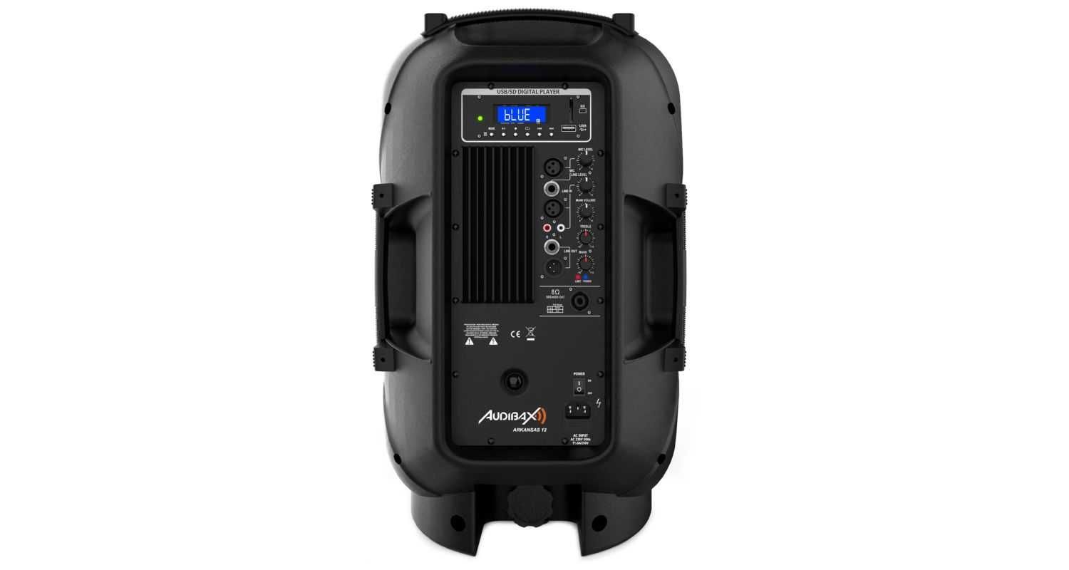 Coluna amplificada Audibax Arkansas 12", BT, USB, 600W, nova