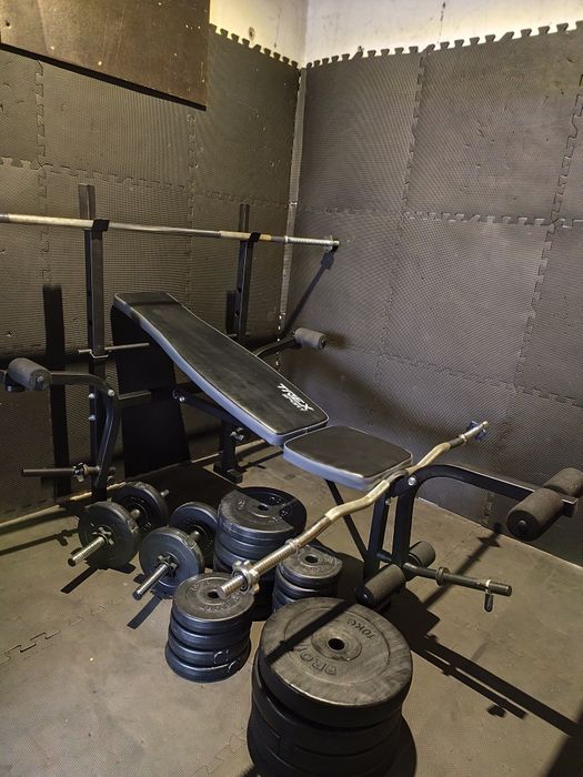 Zestaw do ćwiczeń siłownia domowa obciążenie gryfy możliwość transport