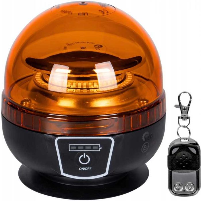 Lampa ostrzegawcza led BEZPRZEWODOWA KOGUT AKUMULATOR + PILOT 12v/24v