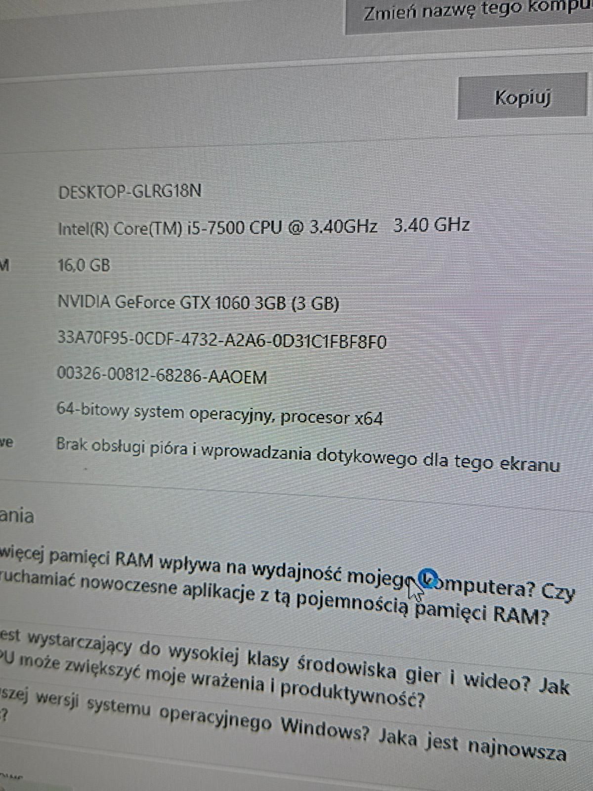 Komputer Stacjonarny plus Monitor