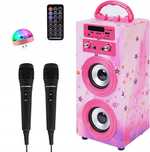 DYNASONIC Karaoke Z 2 Mikrofonami Przenośny Głośnik Bluetooth Dla Dzie