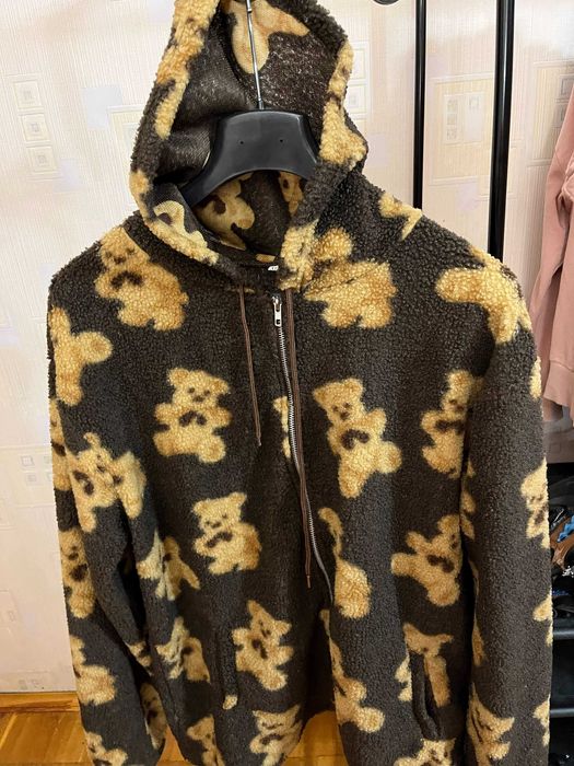 Теплая кофта медведи, мишки, на замке с капюшоном