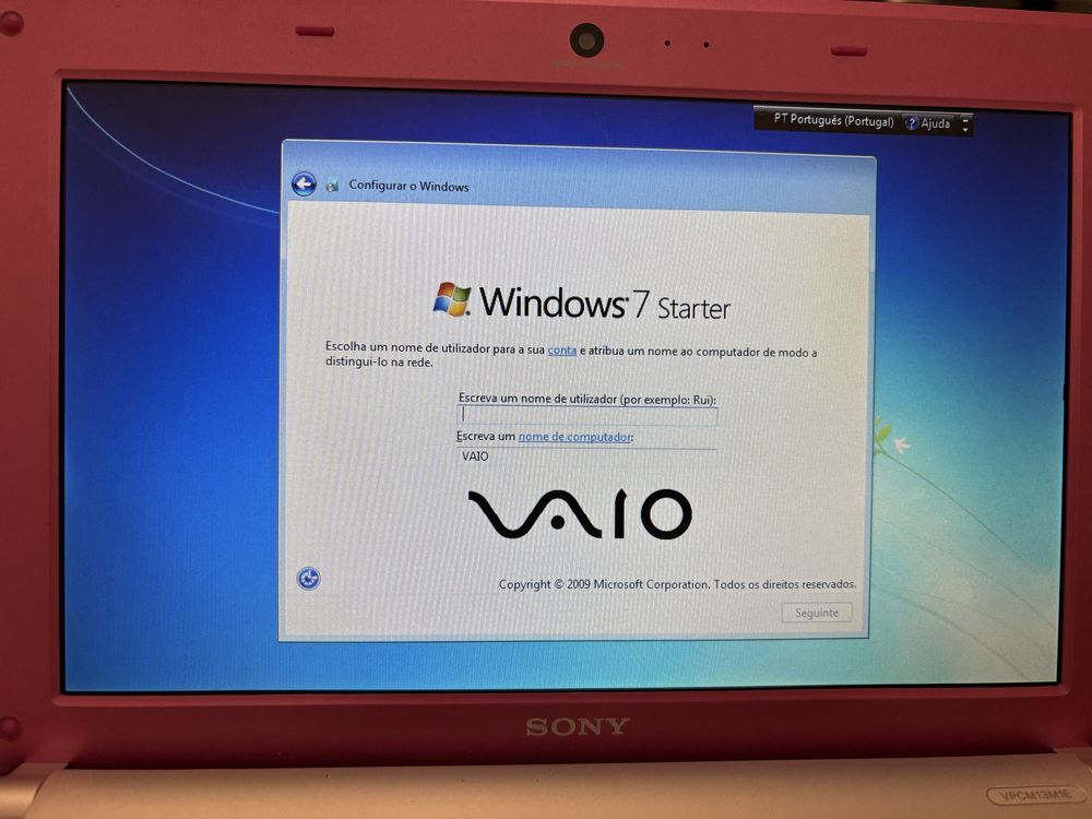 Portátil Sony Vaio cor de rosa