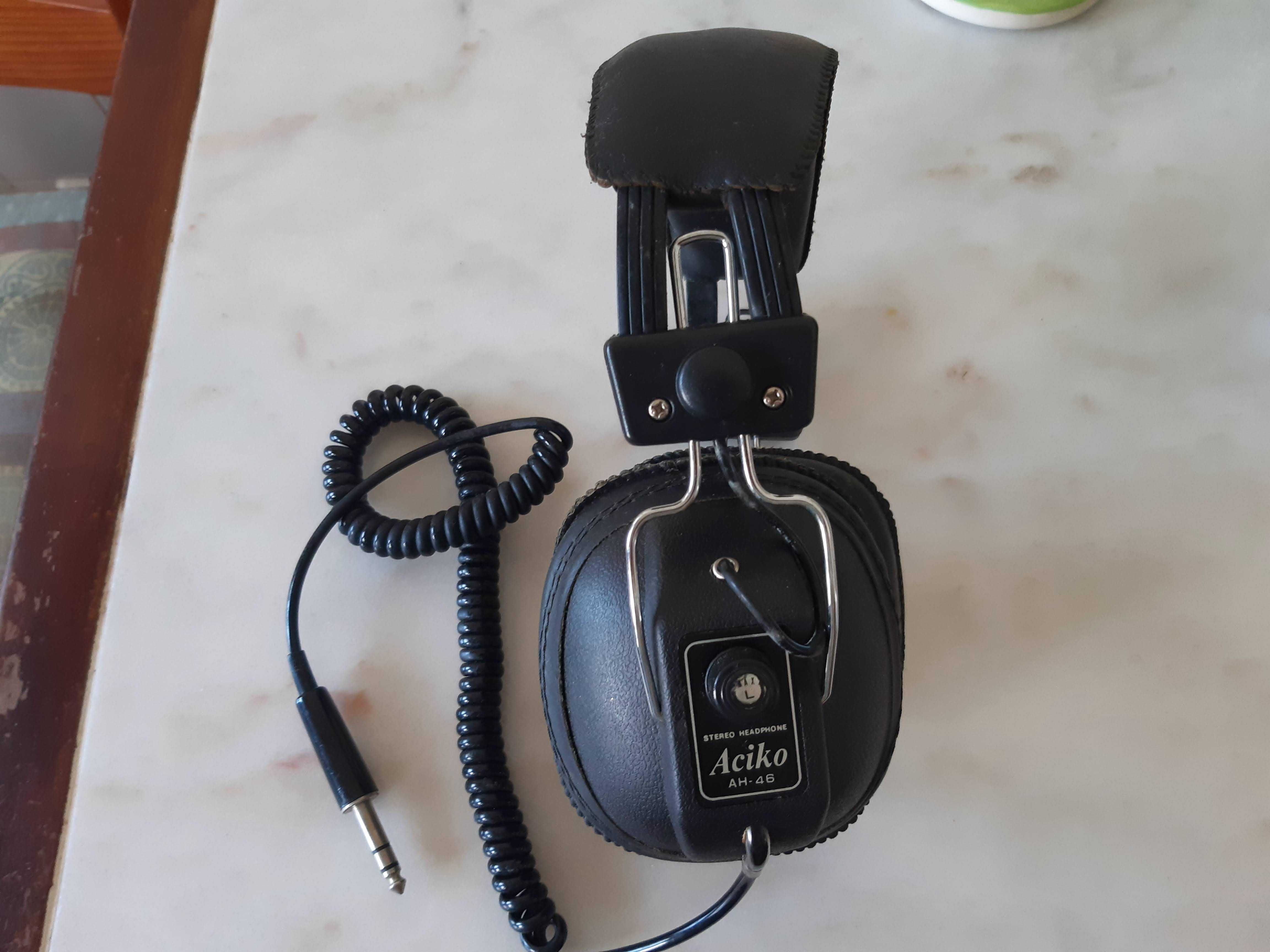 HeadPhones Stereo, Marca Aciko, Modelo AH-46, anos 80, em bom estado