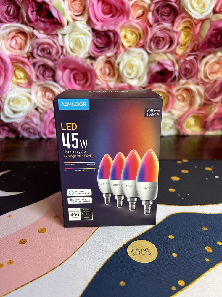 Inteligentna żarówka led Smart RGB Zestaw 4 zarówek E14 Wifi