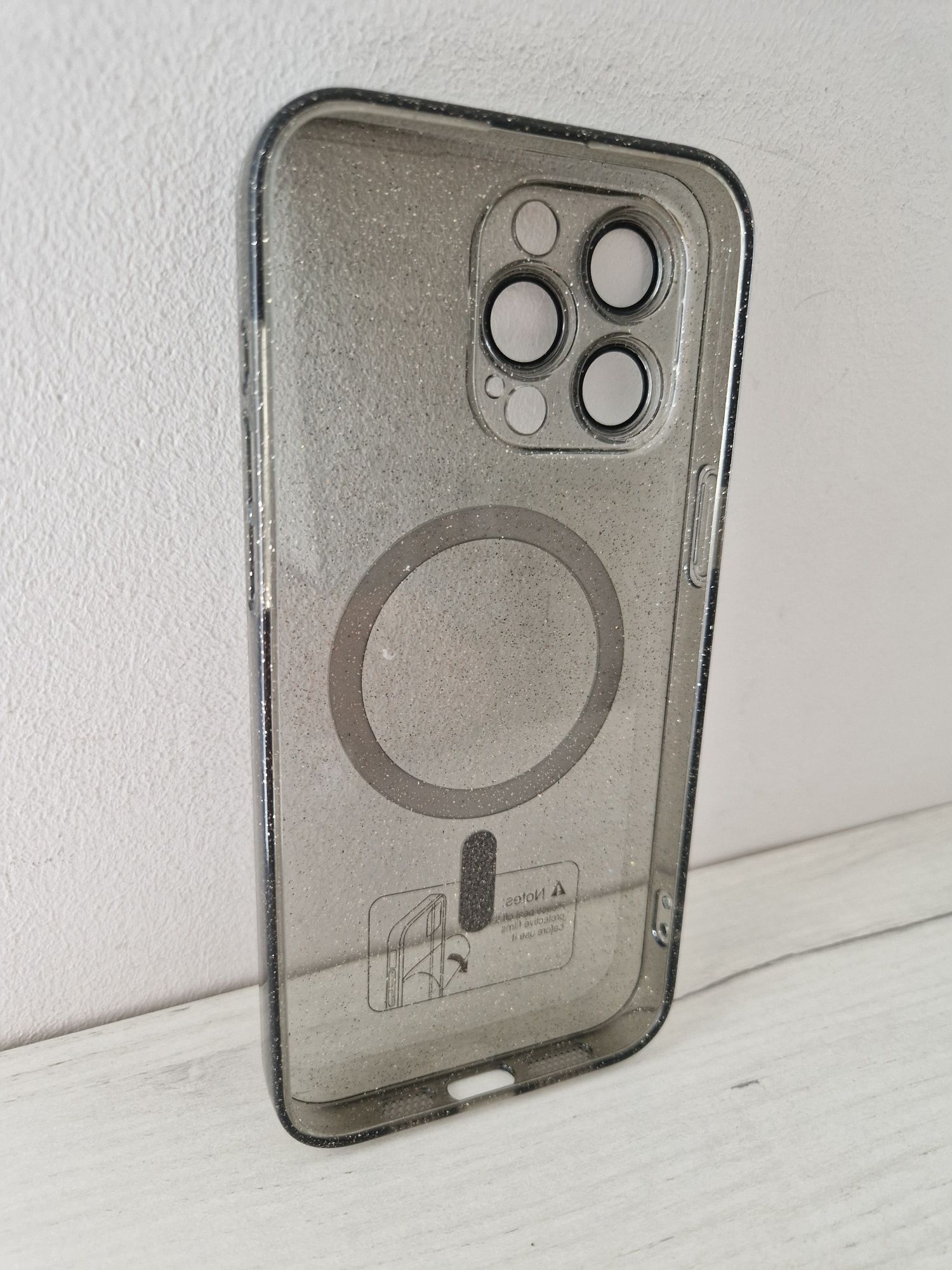 Glitter Magsafe Case do Iphone 15 Pro Max czarny clear