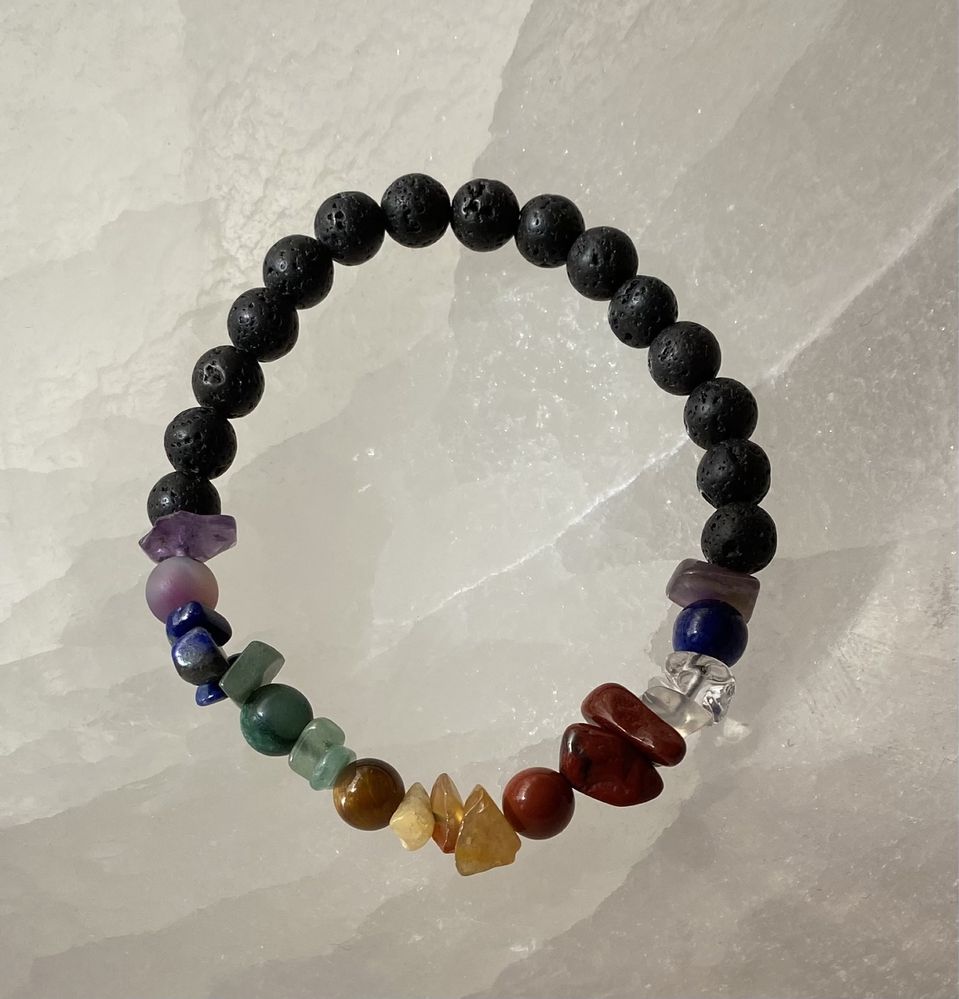 Pulseiras bracelete chakras pedra vulcânica difusora proteção anjos reiki yoga cristais