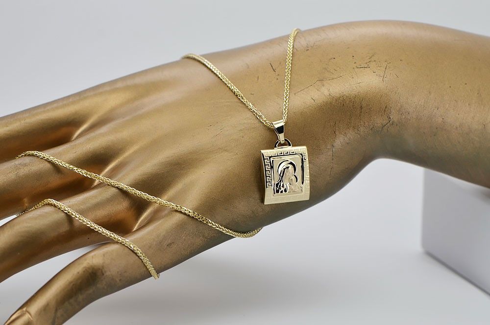 Złoty medalik 585 Bozia z łańcuszkiem pm001y&cc035y Gdańśk biżuteria