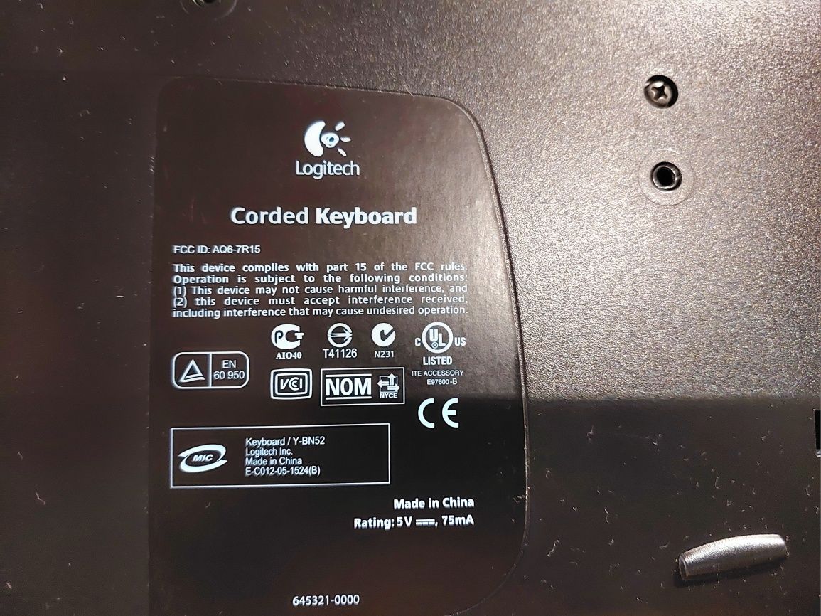 Мультимедийная клавиатура Logitech Corded Keybord  Y-B 52 RT7R15