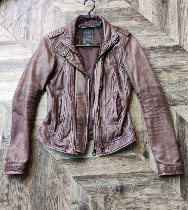 Bershka S, ramoneska damska brązowa vintage.