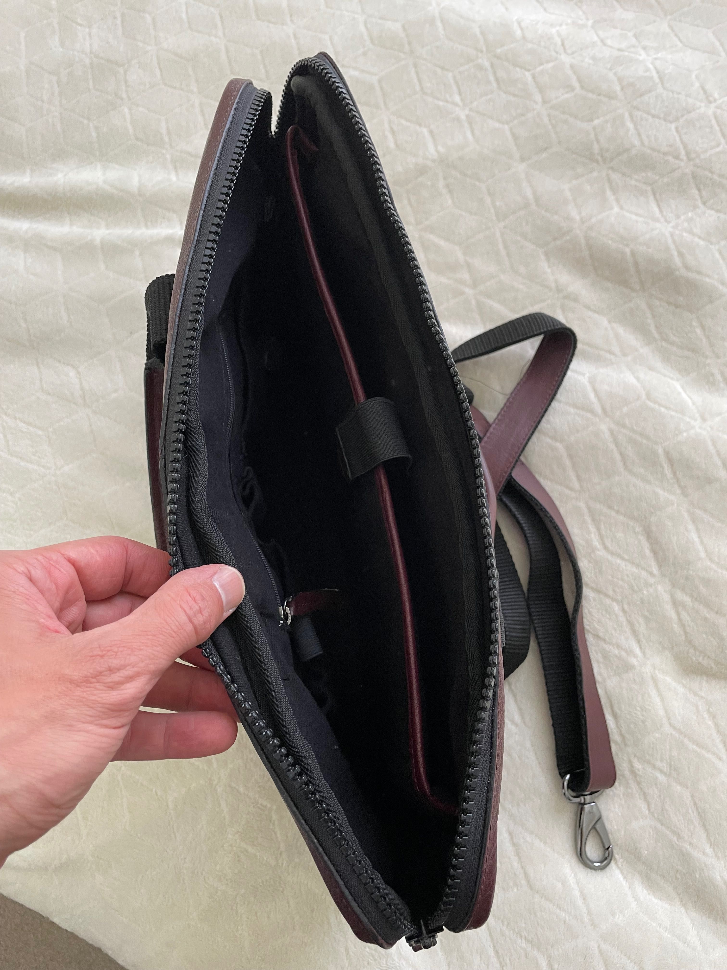 Męska aktówka , torba na laptopa, skórzana - bordowa - Nordic Still
