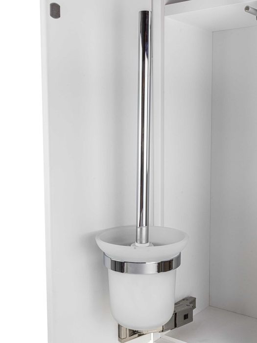 Szafka podtynkowa, schowek na szczotkę WC - papier poziomo, biała.