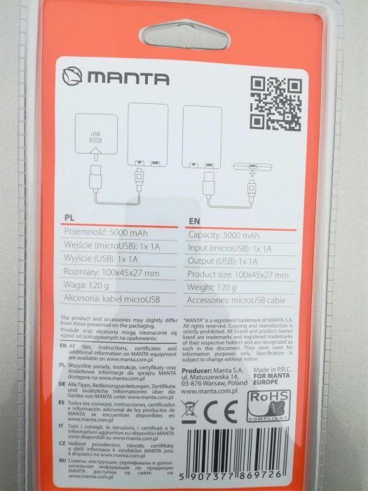 Powerbank Manta 5000 mAh