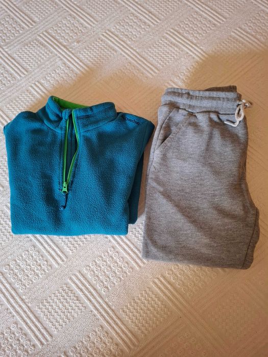 Camisola Polar Decathlon T8 e Calças Jogger / Desporto Zara T9