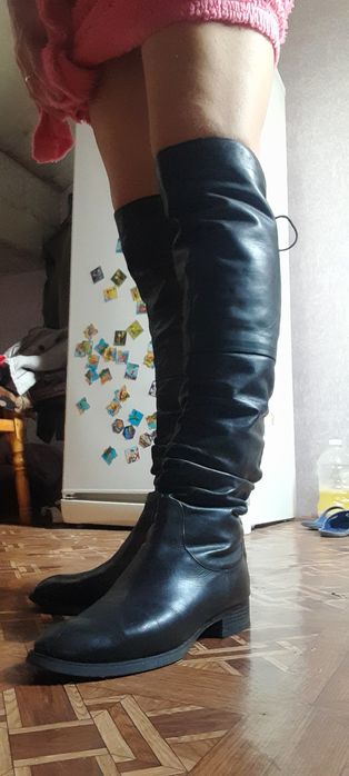 Сапожки шкіряні ботфорди