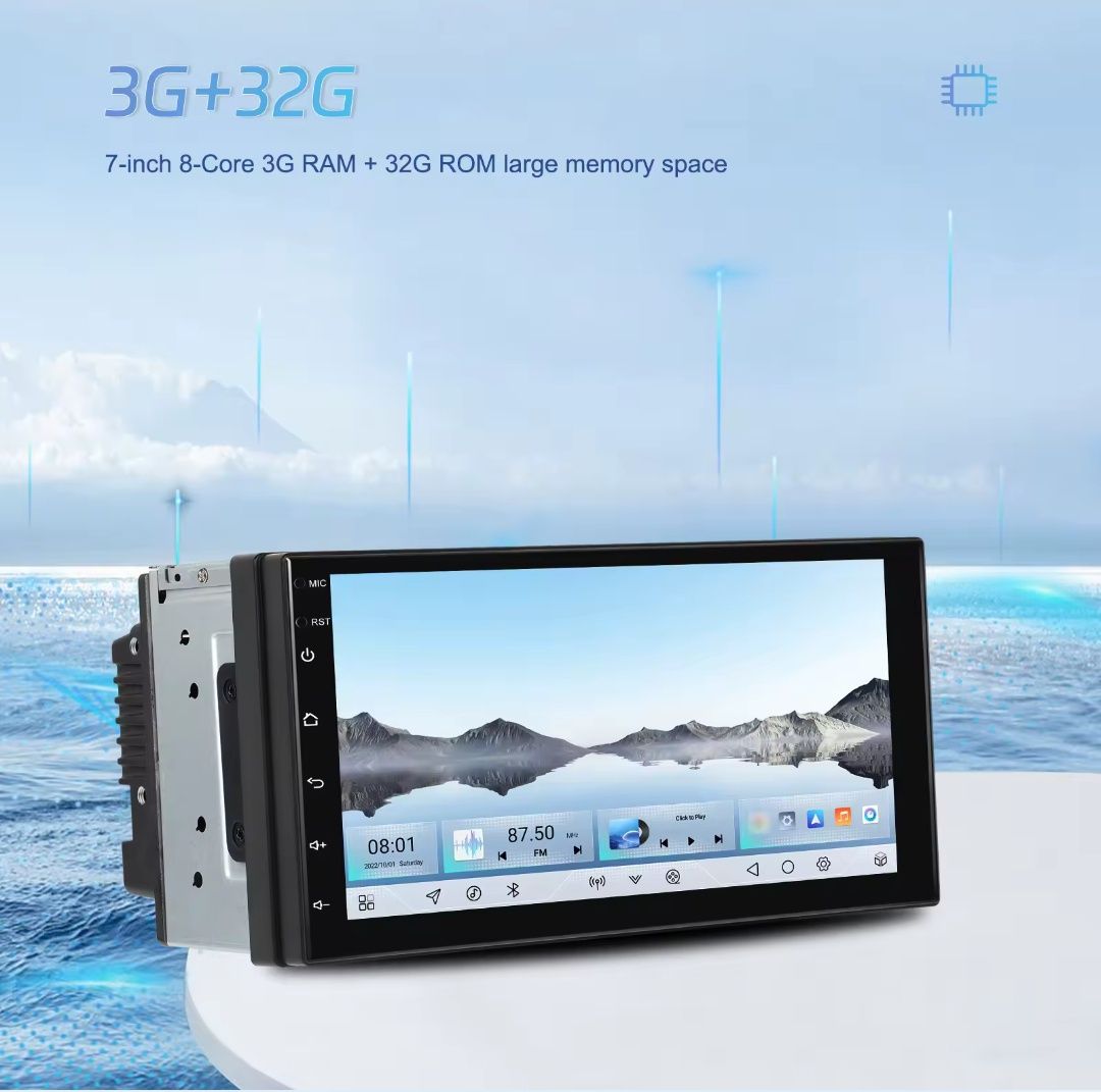 Rádio Android Auto 2Din 3/32GB 8-core GPS WiFi RDS Touch novo