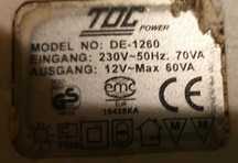 Zasilacz 12 V Max 60 VA, DE-1260. TDC Power