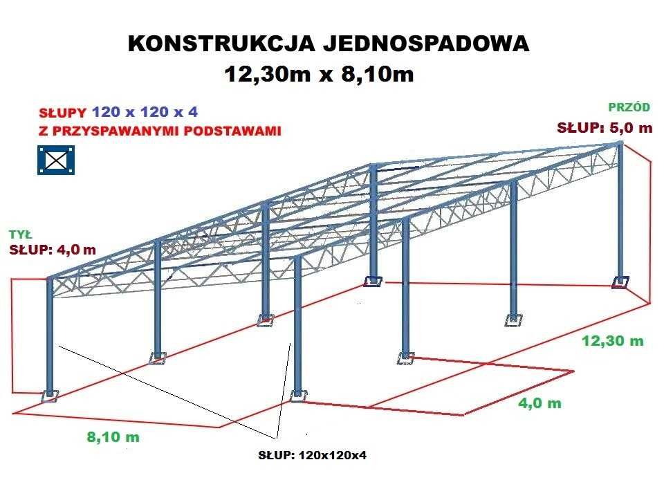 Wiata rolna Hala Magazyn Garaż Konstrukcja skręcana 8,1m x 12m KOMBAJN