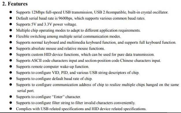 CH9329 HID Keyboard and Mouse Chip переходник UART / TTL на USB 2.0