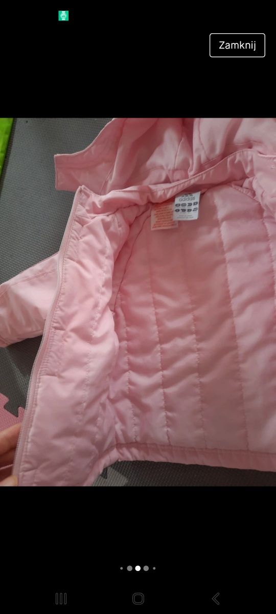 Piękna różowa kurtka adidas dla dziewczynki 74cm na wiosnę