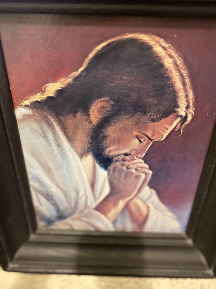 Obraz Jezus modlący się w ramie drewnianej