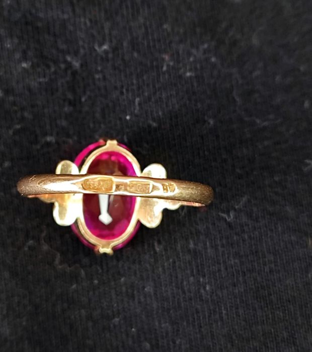 Duzy Złoty pierscionek ZSRR ruskie zloto 583 rubin 24 25 26