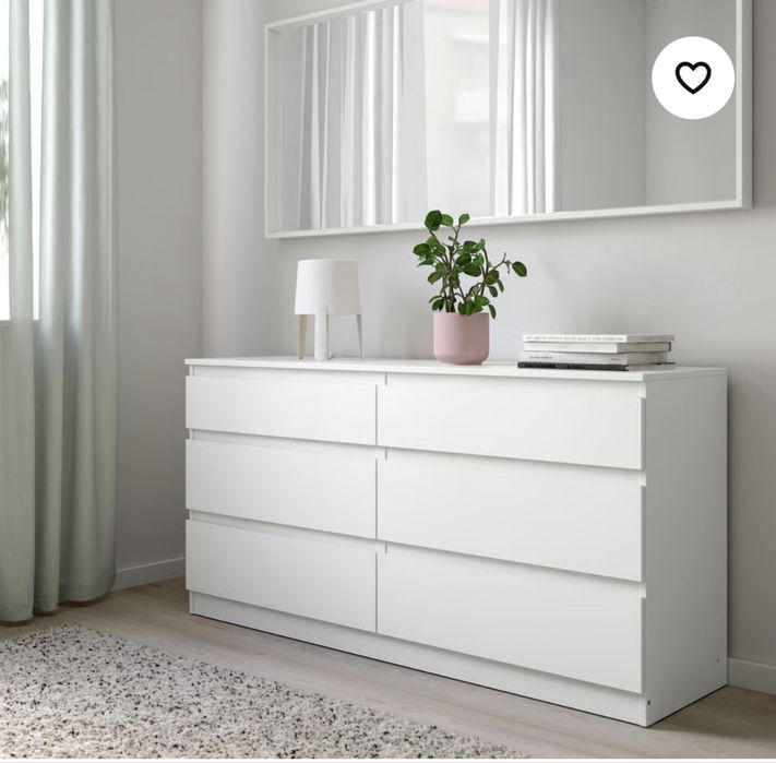 Cómoda c/6 gavetas, branco, 140x72 cm