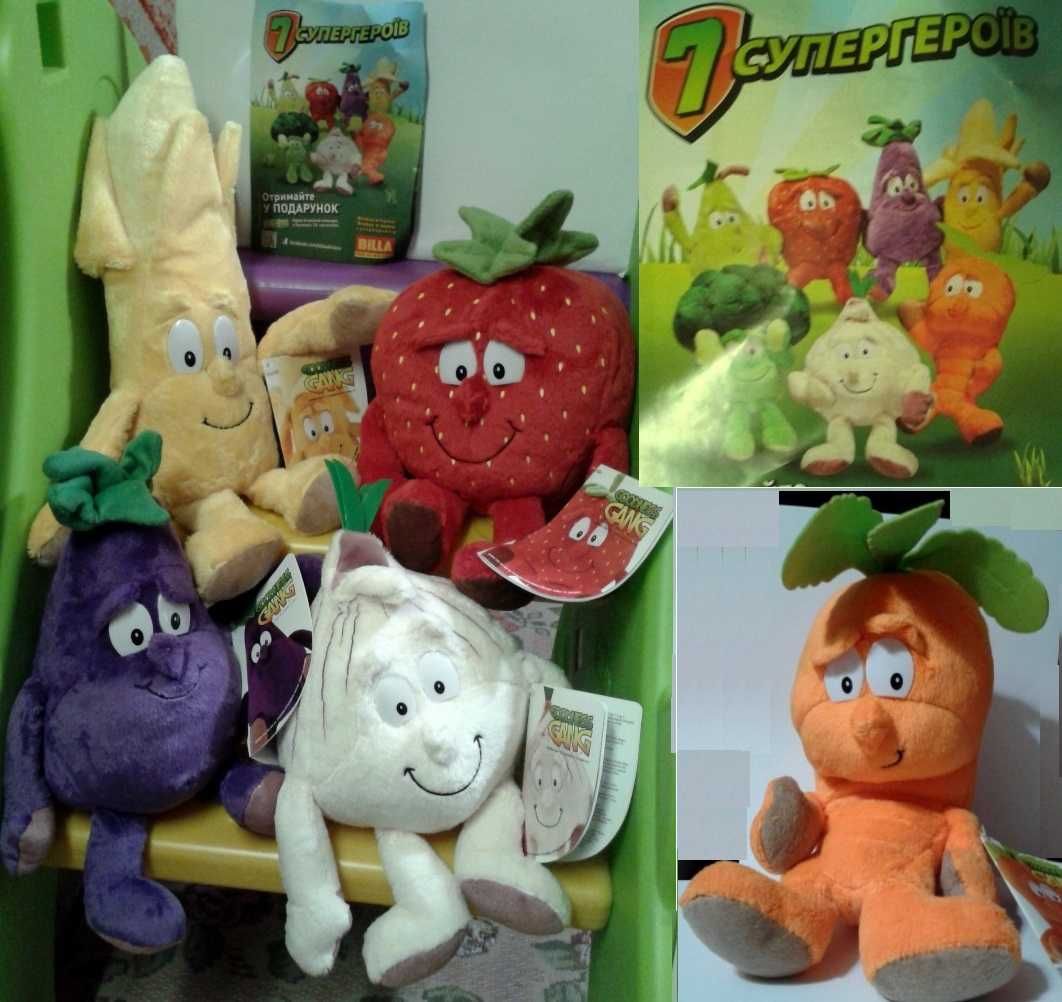 М'які іграшки серії "7 супергероїв" (колекція 2014). 5 штук в наборі