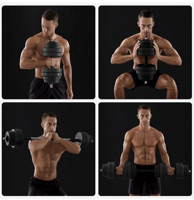 Zestaw hantli z łączeniem rury stalowej sztanga 30 kg