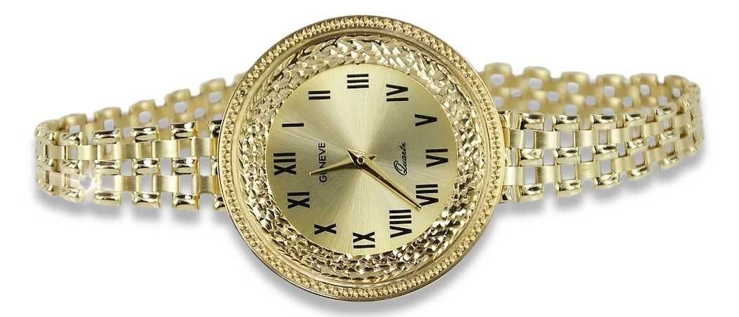Prześliczny 14k złoty zegarek damski Geneve lw114y B