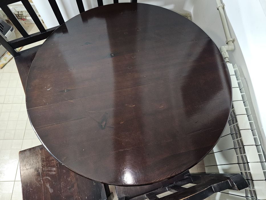 Стіл з дерева та 4 стільці круглий, деревяний, дерево.