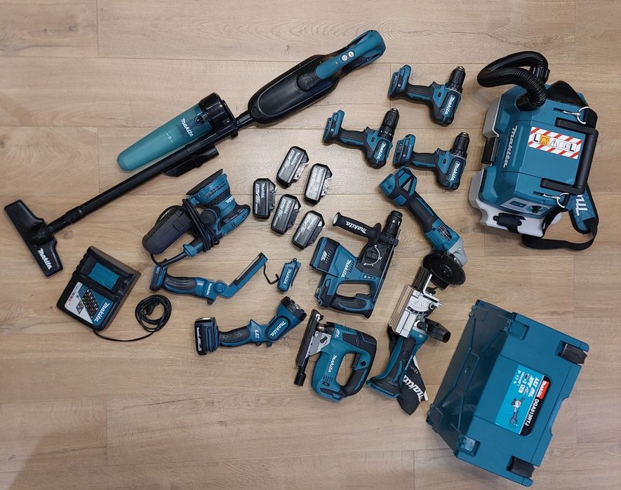Narzędzia na stanowisko monterskie Makita 18V + Bosch