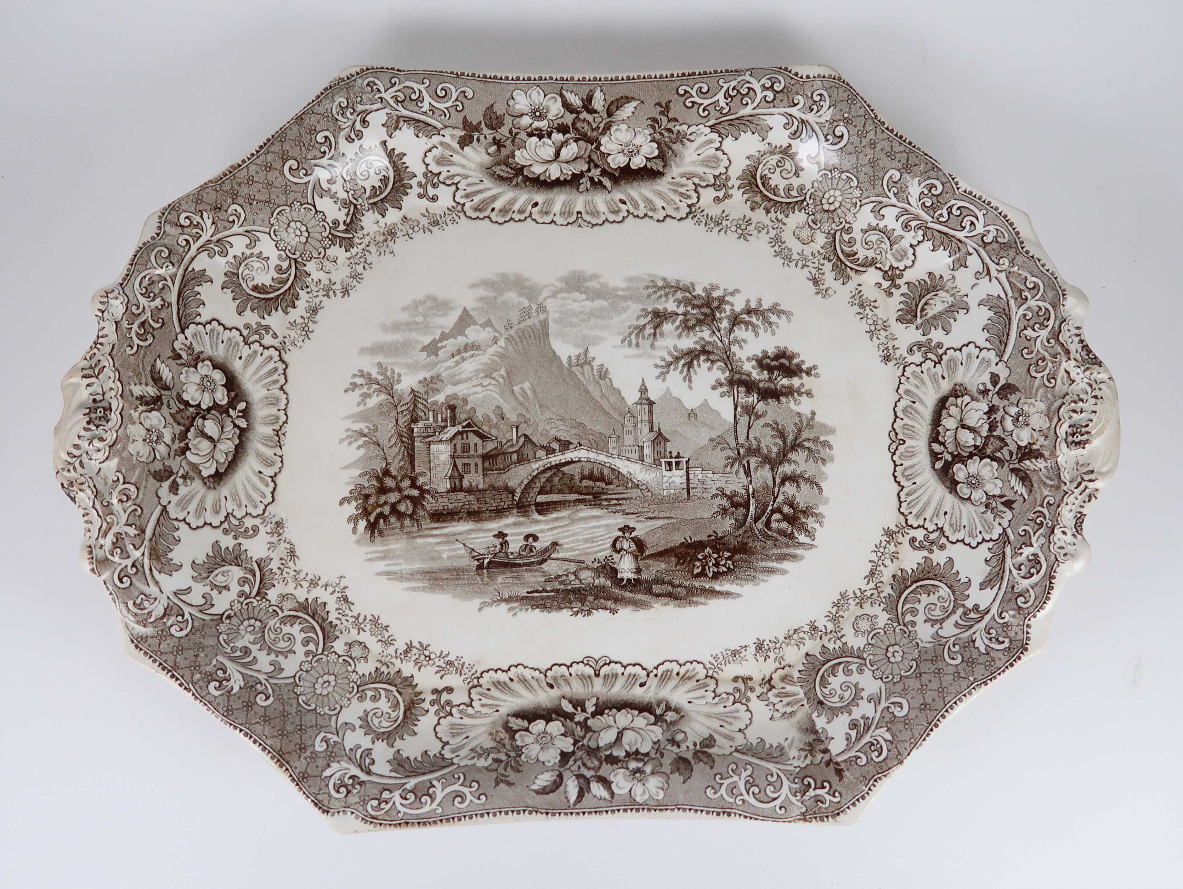 Grande Terrina com travessa, Faiança Inglesa Séc. XIX