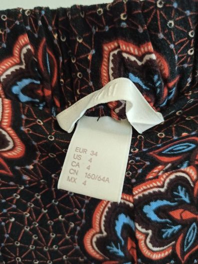 Spodnie zwiewne długie luźne we wzory 34 XS H&M