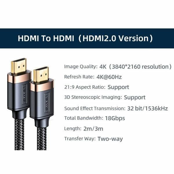 Kabel HDMI Usams U74 3.0m, HDMI 2.0, 4K HD, Sj529, Czarny