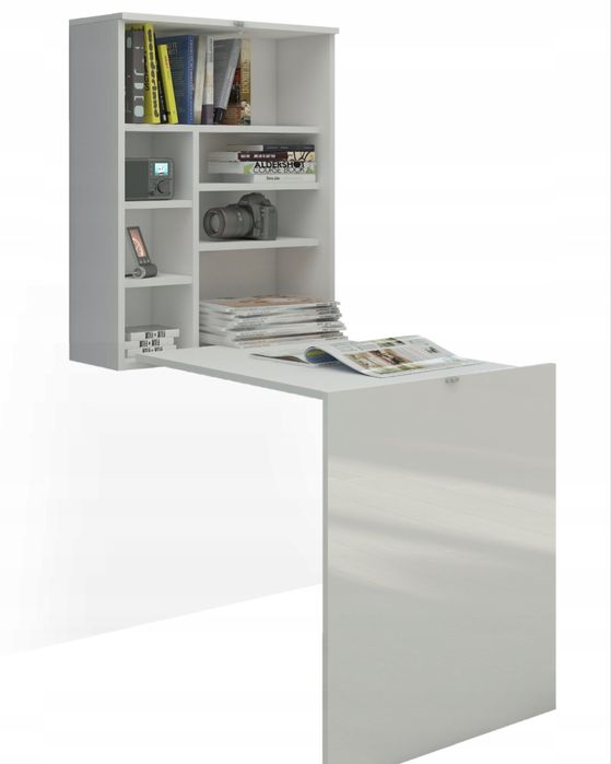 Biurko wiszące rozkładane biały połysk