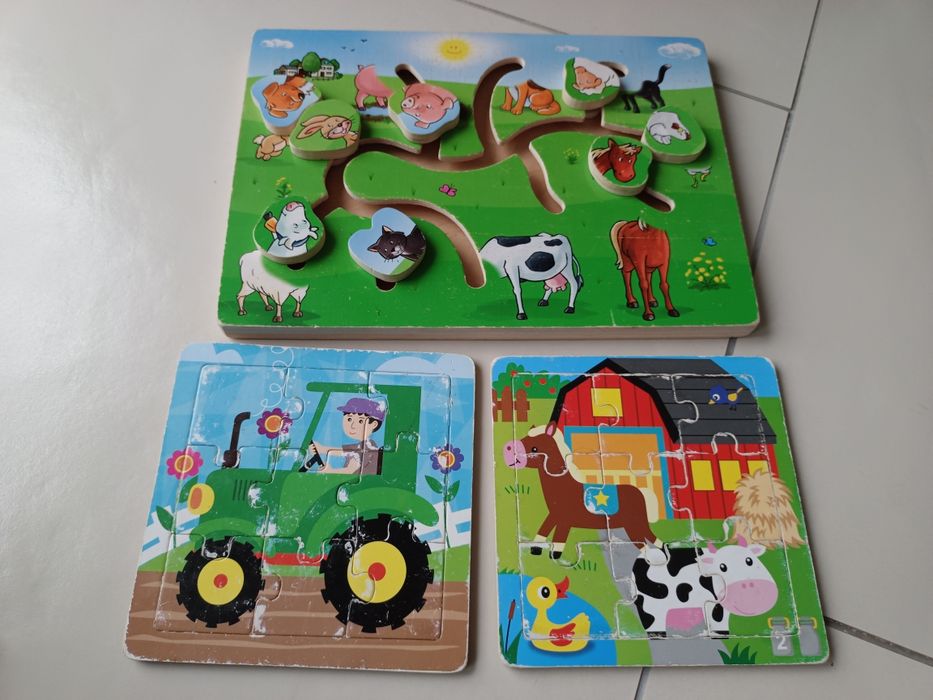 Zabawki Montessori drewniane puzzle i układanka dla dzieci 0-24 m-ce