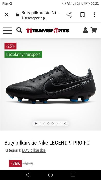 Buty, korki piłkarskie Nike Tiempo, 40,5