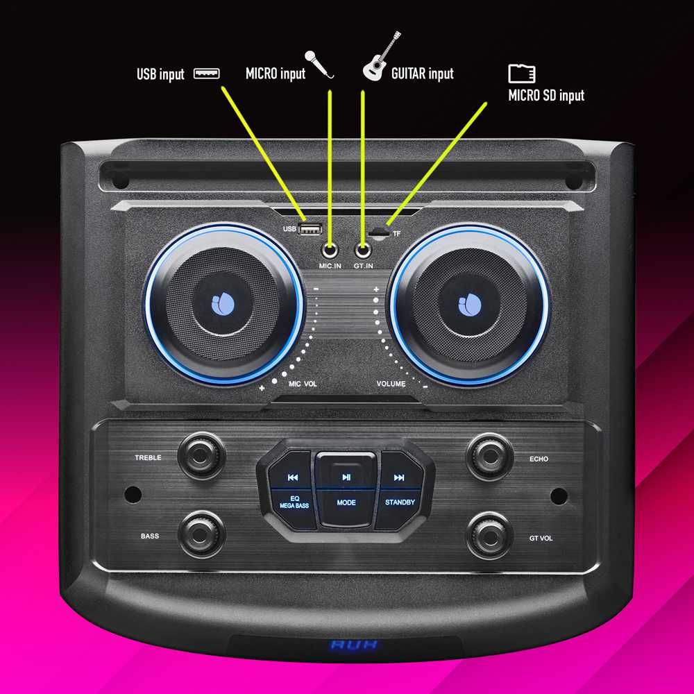 Coluna Portátil NGS Wild Dub 3 Boombox - 1200W