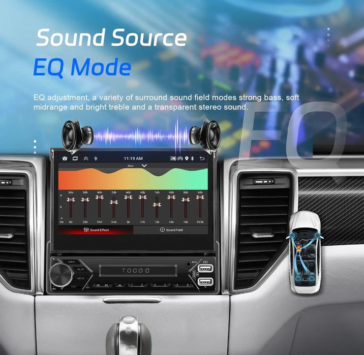 Rádio android 13 1din 7" 2/32GB retrátil GPS WiFi BT Carplay NOVO