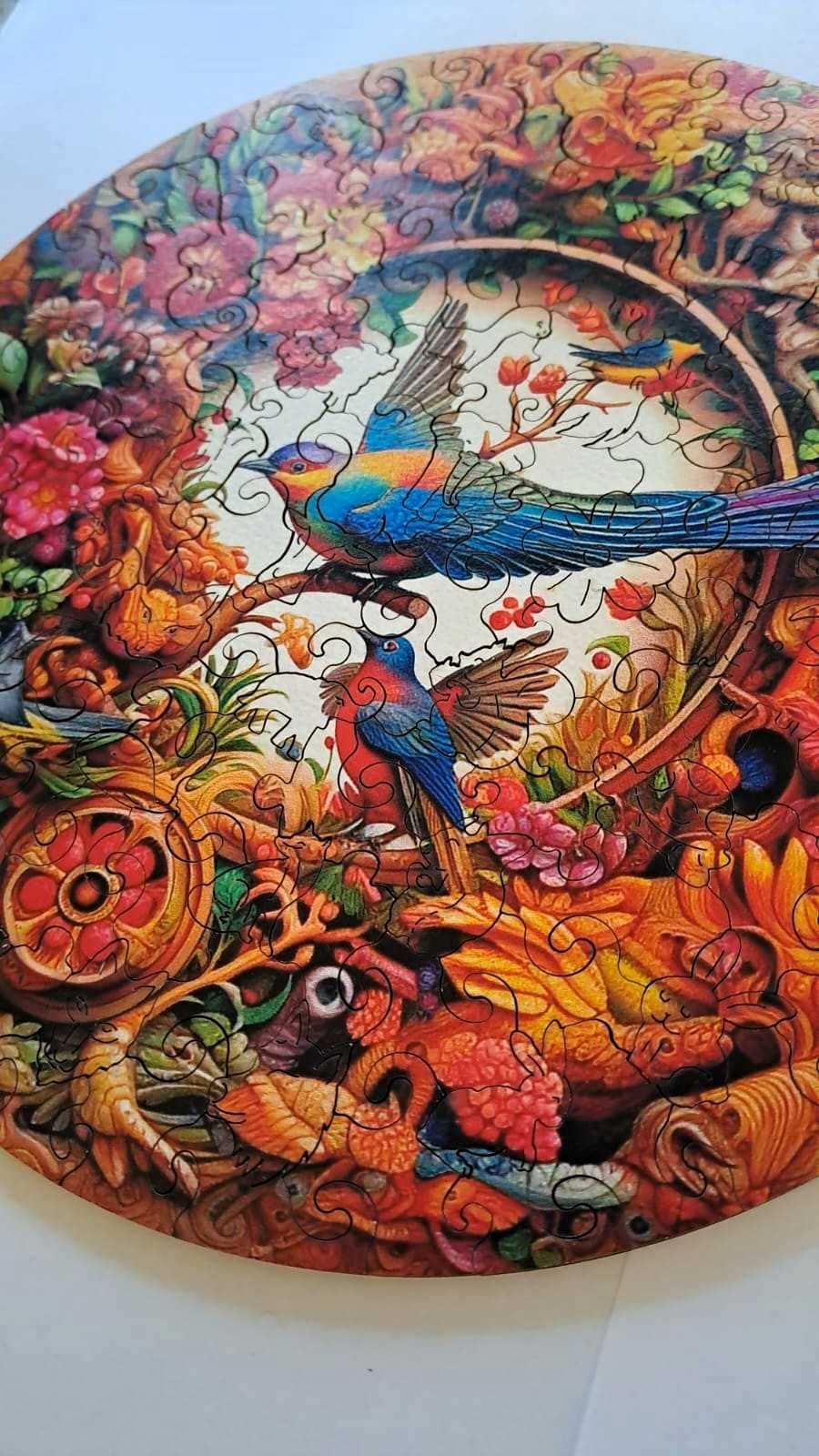 Drewniane puzzle wycinane kształty zwierzęta ptak kwiaty prezent